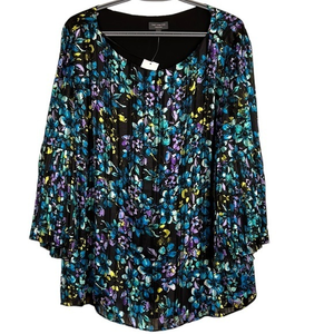 New with tags The limited collection colorful blouse with pleated‎ sleeves XL